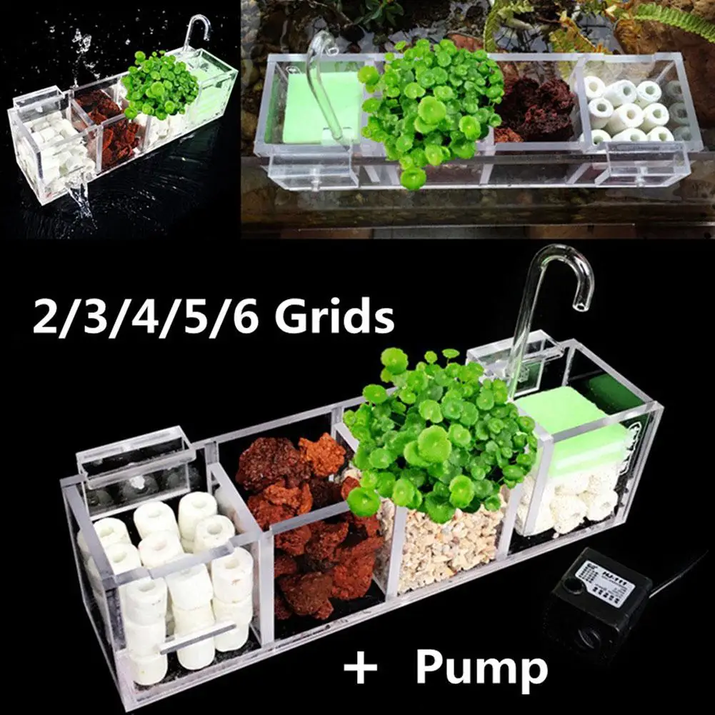 2-5Grilles External Aquarium Filter Fish Tank Box Without Water Pump Oxygen Increase Multifunctional Acrylic | Дом и сад