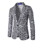 Модный мужской блейзер с леопардовым принтом 2019, мужской классический пиджак для вечеринки, мужской пиджак