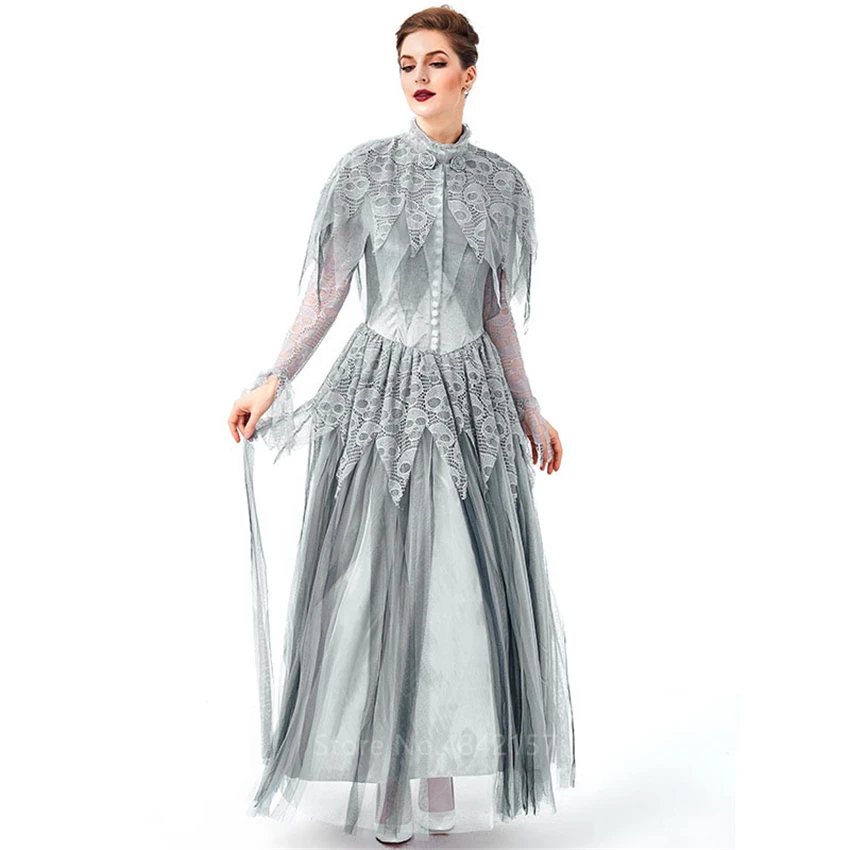 Виктория благородный женский костюм вампира невесты Скелет страшный платье на
