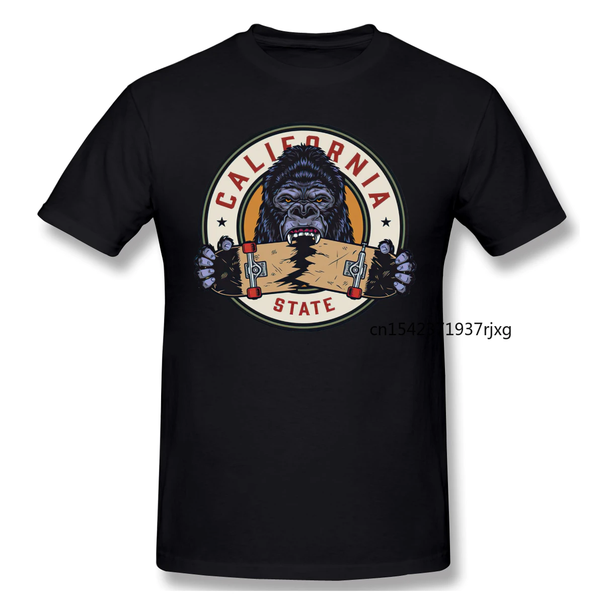 

Vintage Funny Monkey Colorful Skateboarding Round Gift s Short Sleeve Cartoon Fashion Graphic Tee Cool T-Shirt Top