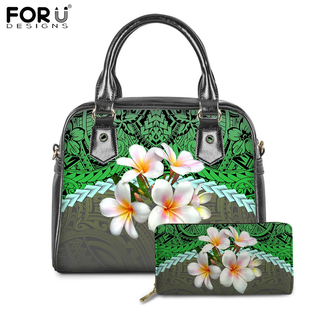 

FORUDESIGNS Plynesian 3D Плюмерия, дизайнерская женская роскошная сумка, кожаный кошелек, женская сумка через плечо из ПУ кожи, женская сумка-тоут, ране...