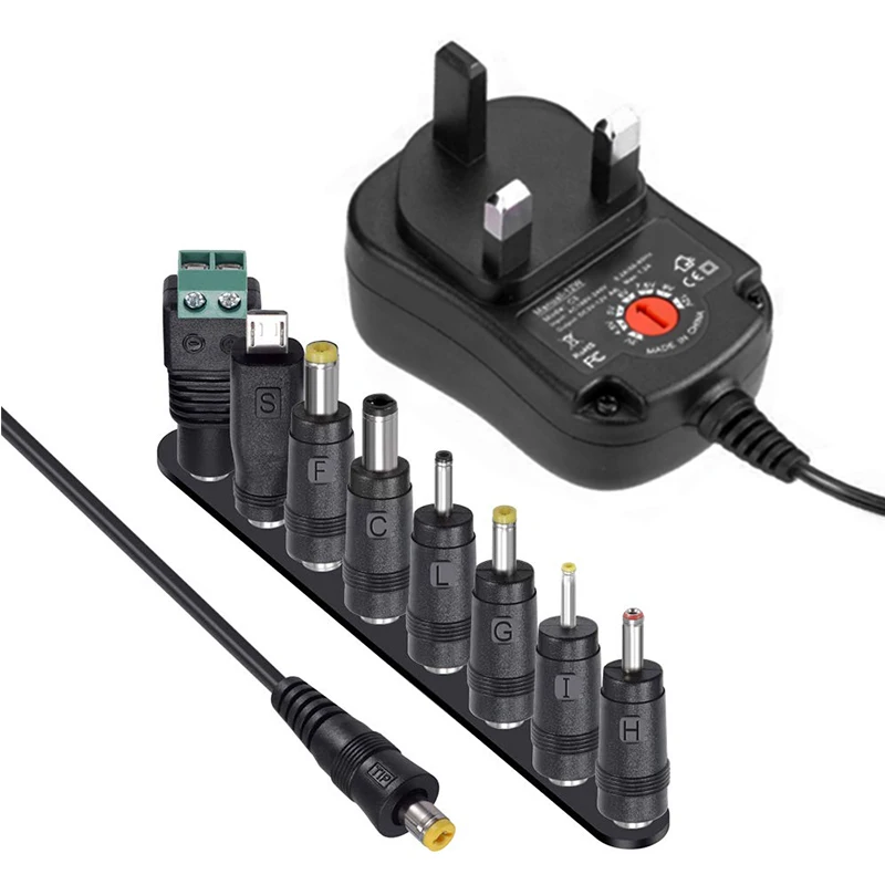 AC100-240V преобразователь DC 3V 4,5 V 5V 6V 7,5 V 9V 12V 1A адаптер с регулируемой мощностью Универсальный адаптер питания Великобритании зарядное устройство