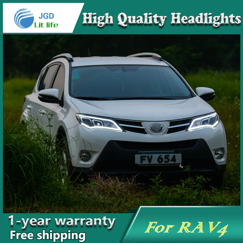 Автомобильный Стайлинг чехол для передней фары Toyota RAV4 2013 2015 светодиодный ные ДХО