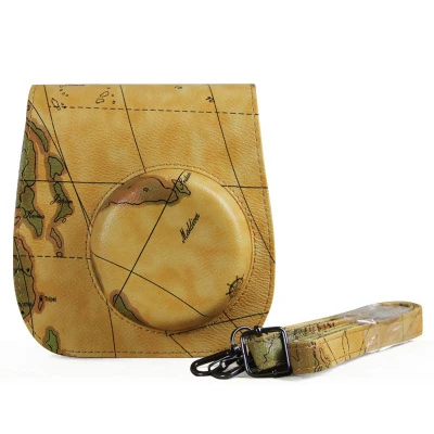 Map pattern Fujifilm Instax Mini camera Bag ColorfuI мгновенный аксессуар для камеры из искусственной кожи чехол с плечевым ремнем для Instax Mini 9 Min8 8 - Цвет: Map pattern