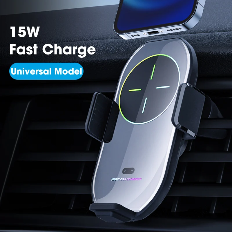 automatic 15w qi car wireless charger for iphone 13 12 11 xr x 8 samsung s21 s20 magnetic usb infrared sensor phone holder mount free global shipping
