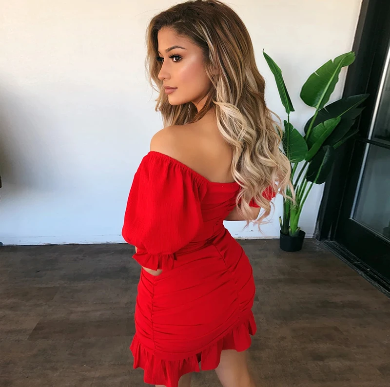 Dressmecb с открытыми плечами облегающее платье женское плиссированное