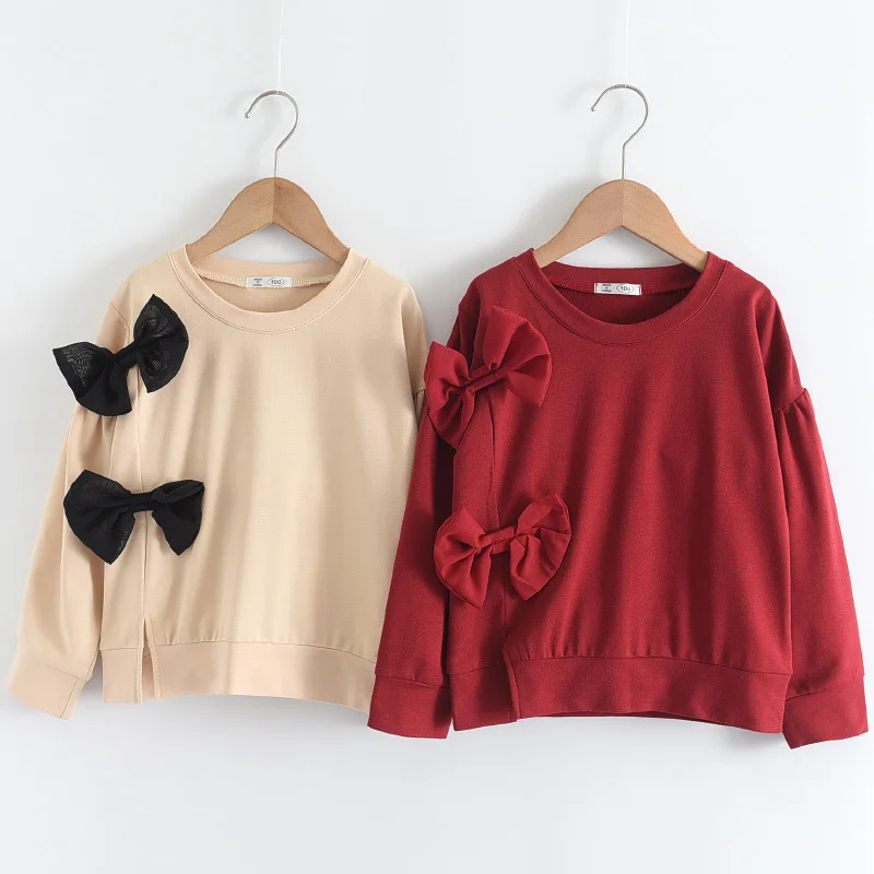 

Hoodies For Girls Clothes Children's Sweatshirt Bowknot Toddler Infant Costume Cotton Kids Tops Baby Clothing 2021 Spring Autumn