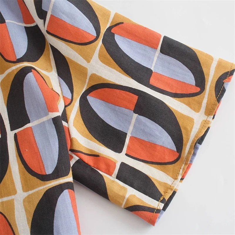 Женская короткая блузка MESTTRAF с геометрическим принтом модная рубашка в стиле