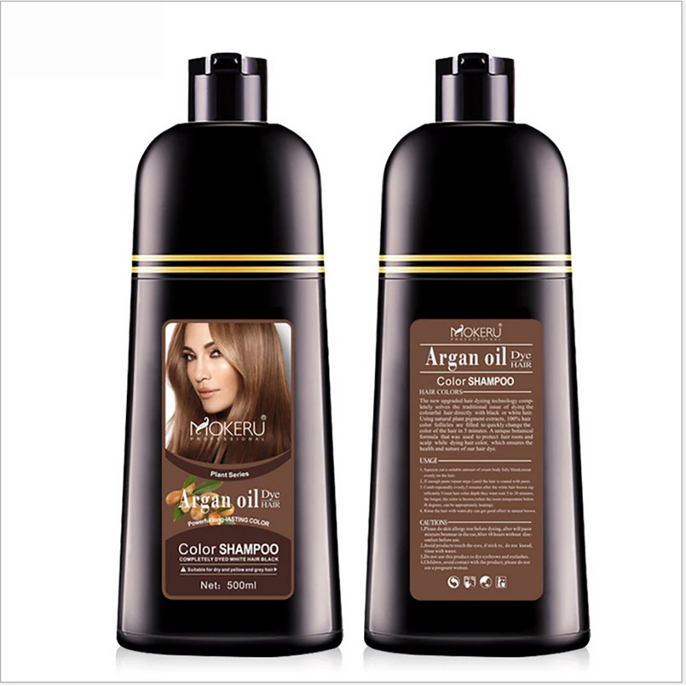 

500ml Natural Argan Oil Essence Instant Hair Dye Shampoo Color Cover Permanent Hair Coloring Purple Black Dark Light Brown Hot