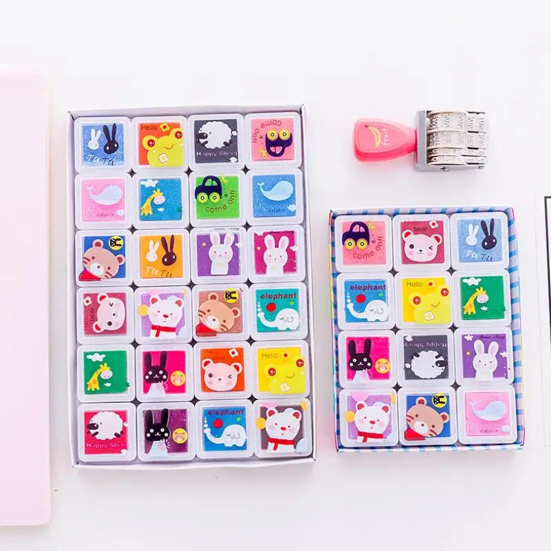 

4/12/24 Colors Cartoon inkpad watercolor paint Cartoon Craft DIY Art Scrapbook Decor Kids Toy Artist Painting Supplies