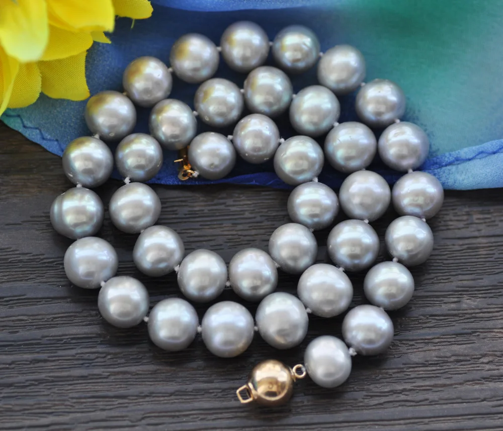 

MCT·STAR Z10240 A++ 17"-24" 12mm Gray Round Freshwater Pearl Necklace