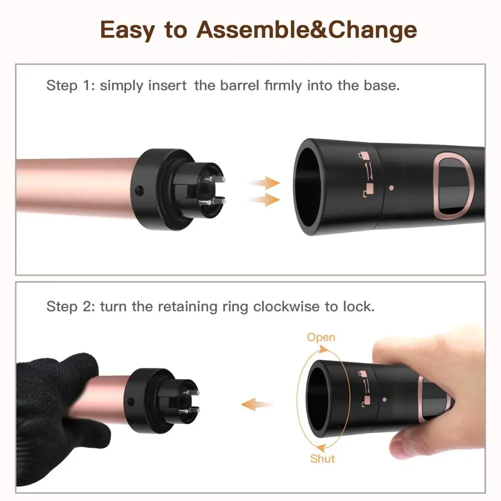 5 в 1 розовое золото локоны Волшебные электрические щипцы для завивки Керамика