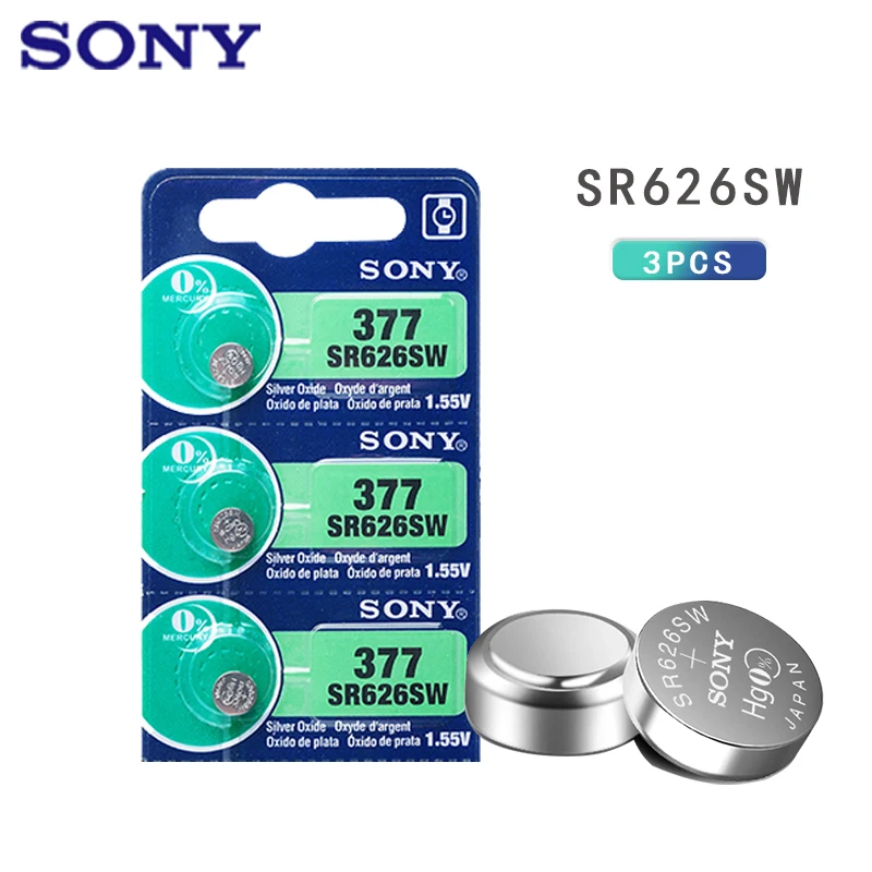 3 шт. SONY батарея монетного типа для часов 1 55 V AG4 377A 377 LR626 SR626SW SR66 Кнопочная