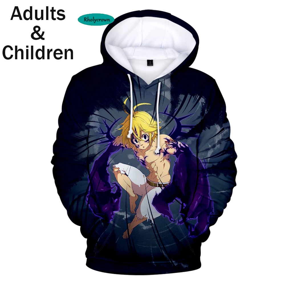 

Hot Creative Novelty boys girls 3D Hoodies Men Tops Print Comic The Seven Deadly Sins Sweatshirts Women Hip Hop Children Hooded