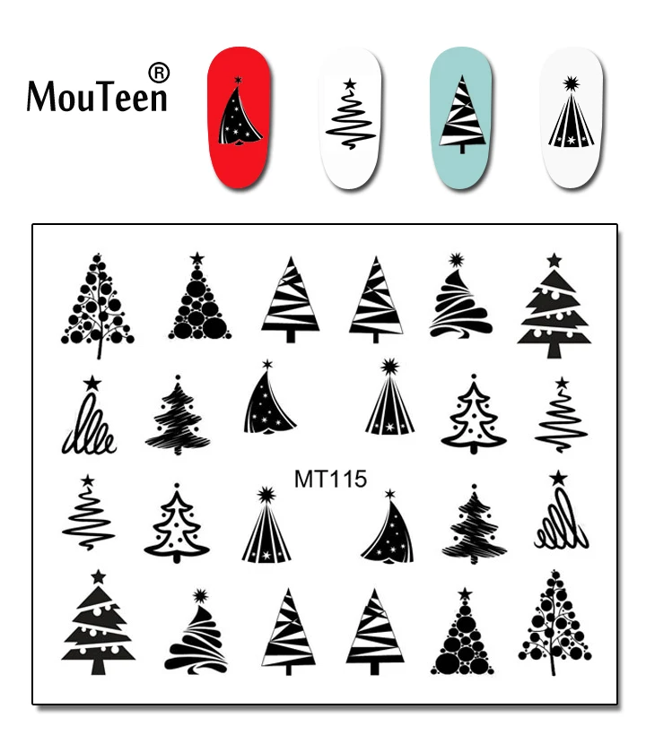 

1 Sheet Nail MT115 Black Tree Star Doodling Fashion Nail Art Water Transfer Sticker Decal For Nail Art Decoration