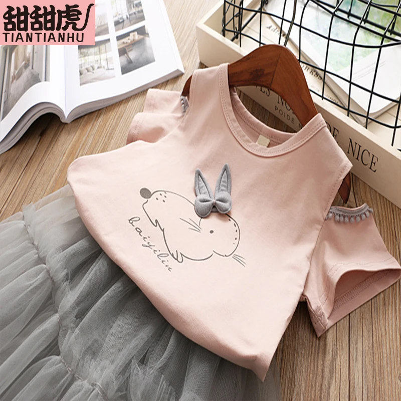 Новое летнее платье для маленьких девочек комплекты одежды детские футболки с