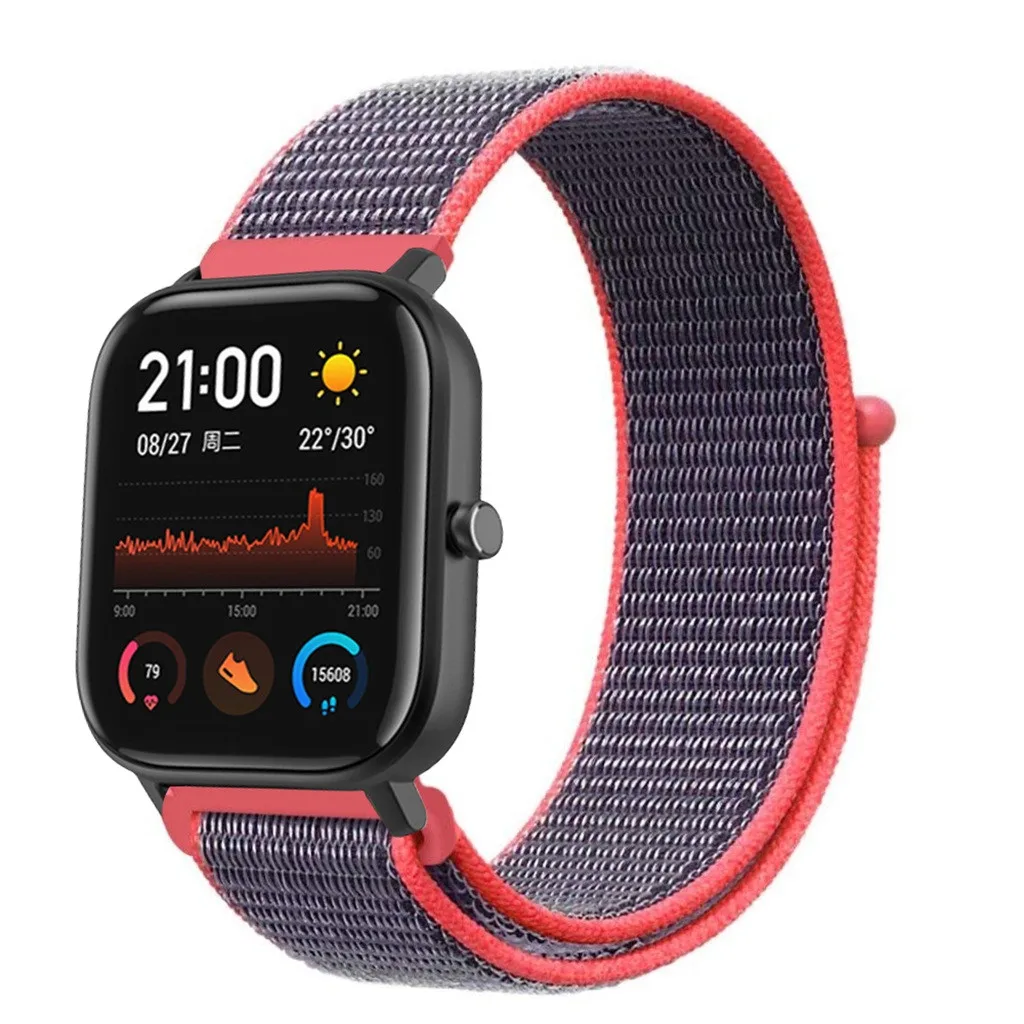 Ремешок на запястье с нейлоновой петлей для Huami Amazfit GTS, ремешок для умных часов, сменный мужской Т-образный ремешок, Женский Мужской спортивный цветной браслет, 19Sep