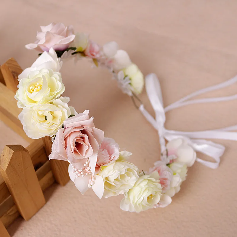 Белая Гирлянда на голову цветы аксессуары для волос Праздничная Свадебная