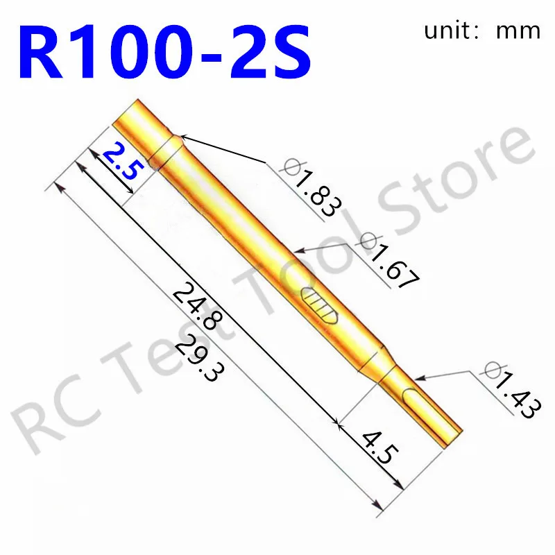 

R100-2S Gold Test Probe Tapered Brass Tube Spring Test Probe Length 29.3m Needle Diameter 1.67mm Test Glod Tool 100 PCS/Pack
