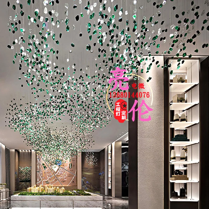 Большой лобби хрустальный камень проект люстра отдел продаж отеля песок стол