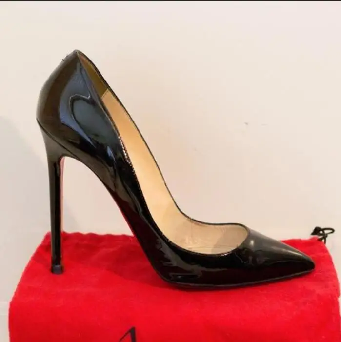 

So Kate Pumps Women High Heel Shoes Red Rubber Bottoms Sexy Pointed Toe Shoes 8cm 10cm 12cm Black Patent Leather Wedding Shoes