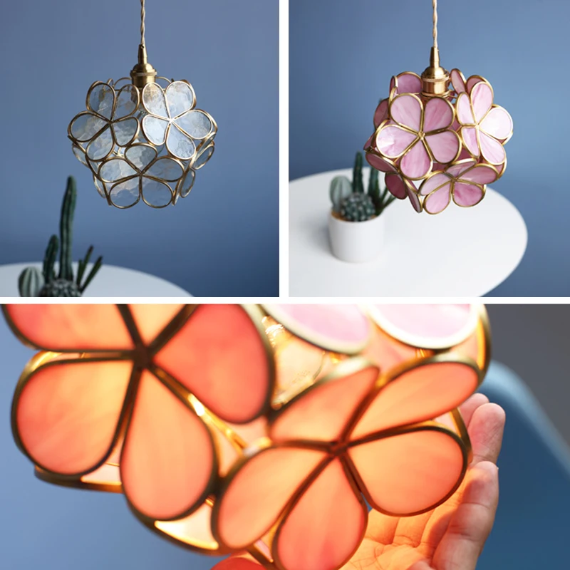 Modern glass chandelier restaurant entrance children's room petal lamp girl bedroom bedside | Лампы и освещение