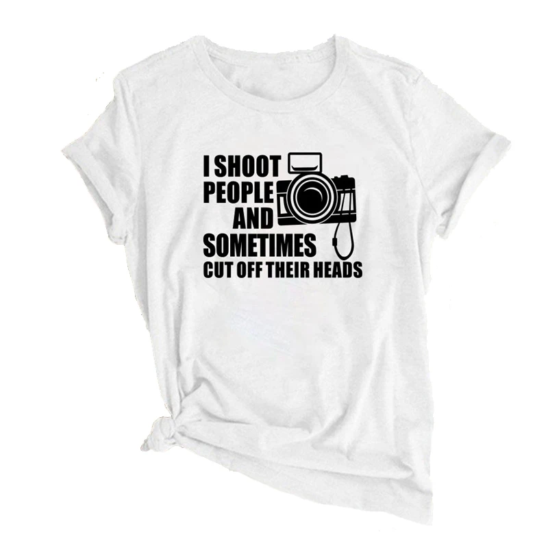 

I Shoot People Letter Print Women T-Shirts Cotton Female Graphic Short Sleeve Aesthetic Clothes Korean Style Clothes Harajuku