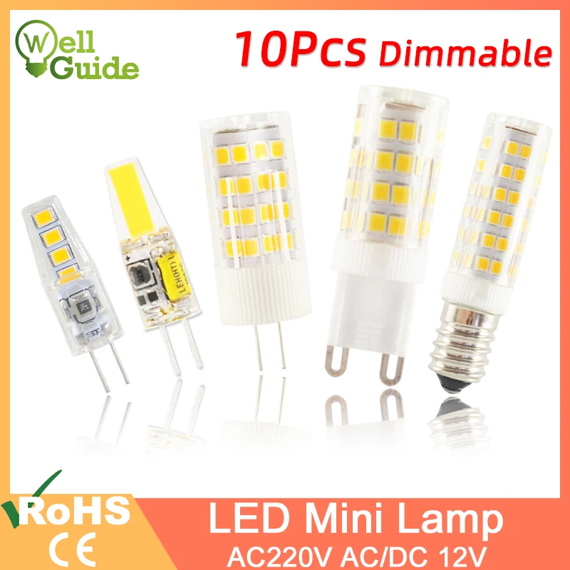 10 шт. светодиодный G4 светильник G9 E14 лампа 7 Вт 9 12 COB 2835SMD 220 В AC12V без мерцания