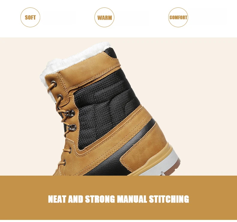 Men Boots Sneakers Snow Boots for Men Thick Plush Winter Shoes Men Waterproof Winter Work Boots Warm Shoes Plus Size 39-46