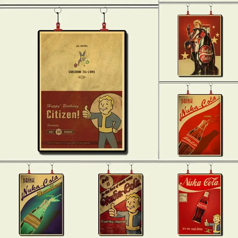 Винтажный бумажный постер Nuka Cola Fallout 2345 настенная живопись украшение для дома 42x30