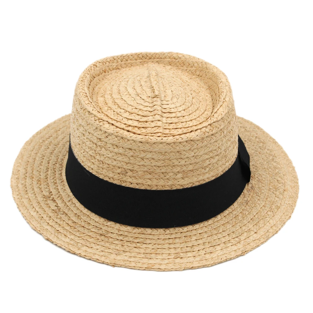 

Munng 100% Straw Cap Boater Cap Bowler Sailor Chapeau Pork Pie Hat Flat Top Outdoor Summer Beach Party Size 7 1/4