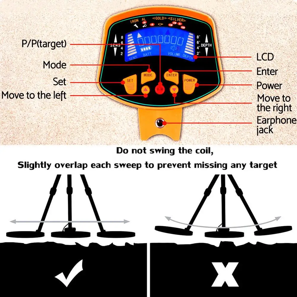 MD-3010II Metal Detector Gold Digger Treasure Hunt Ground Searching metal detector Nugget finder LCD Display | Инструменты