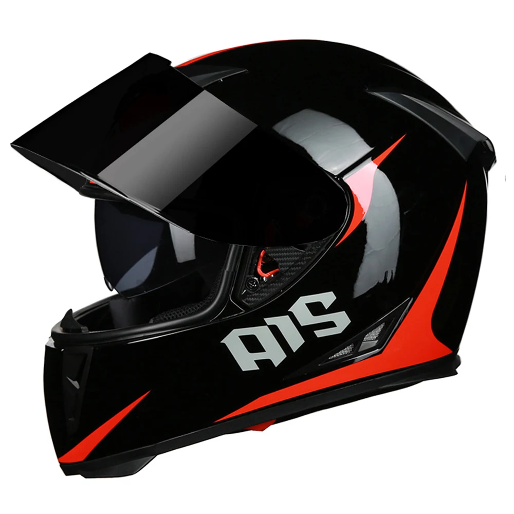 AIS мотоциклетный шлем Casco Moto с открытым лицом Moto шлем с двойным козырьком для мотокросса модульный мотоциклетный шлем - Цвет: 611-04 Gray Lenses