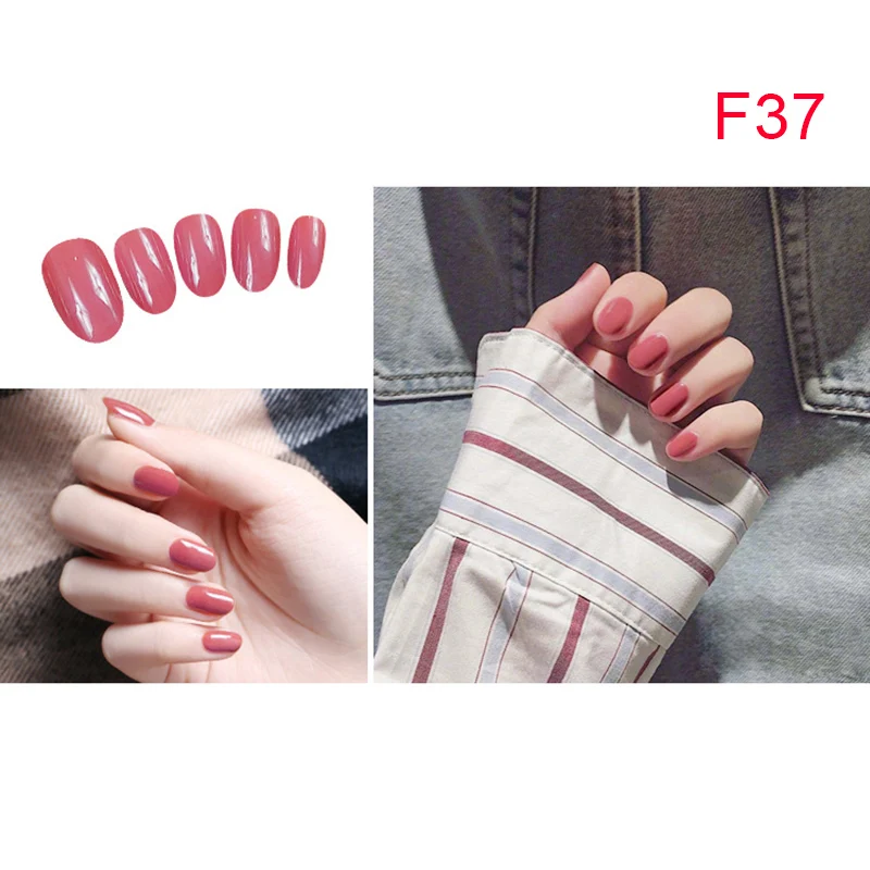 Дамы Девушки сплошной цвет поддельные ногти DIY патч наклейки полоски 24 шт для