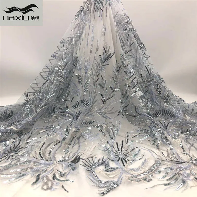 

Новейшая африканская кружевная ткань Madison Grey из бисера 2020, высококачественные кружева ручной работы, нигерийские сетчатые кружевные ткани ...