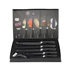 Набор кухонных ножей для шеф-повара из высокоуглеродистой нержавеющей стали с лазерным орнаментом из дамасской стали