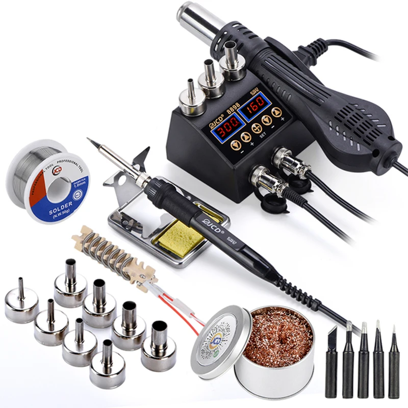 

JCD 8898 Professional Soldering Station 3 In 1 Welding Work Kits Soldering Hot Air Gun Heat Gun SMD BGA Rework Station 220v/110v