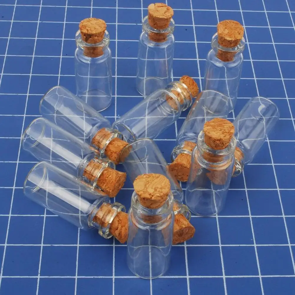

10Pcs 1ml Mini Glass Bottles Small Empty Clear Glass Bottles Cork Stopper Jars For Holiday Wedding Home Decoration Gifts
