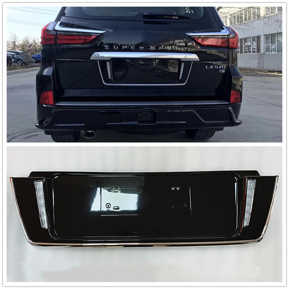 

For LEXUS LX570 LX450D 2008-2018 Rear License Panel Plate With LED Backup Light Lamp Car Tailgate Trunk Lift Gate Molding Guard