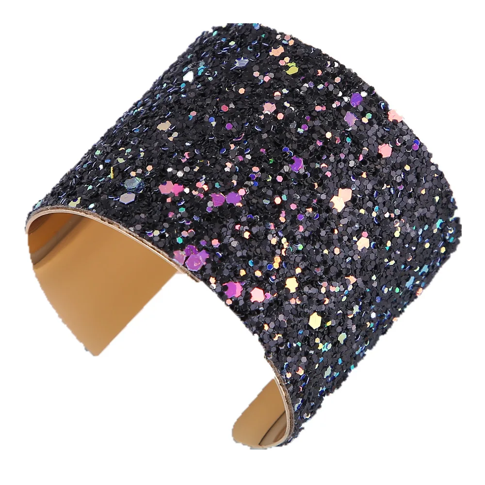New Design Girl Sequin Bracelet Gold Open Wide Cuff Party Accessories | Украшения и аксессуары