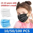 10 шт.50 шт.100 шт., одноразовые маски для детей