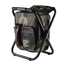 Folding Outdoor Fishing Stool Portable Backpack Chair Stool with Insulated Cooler Bag for Camping Hiking Beach Picnic 150kg