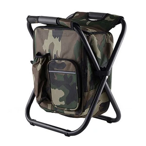 folding outdoor fishing stool portable backpack chair stool with insulated cooler bag for camping hiking beach picnic 150kg free global shipping