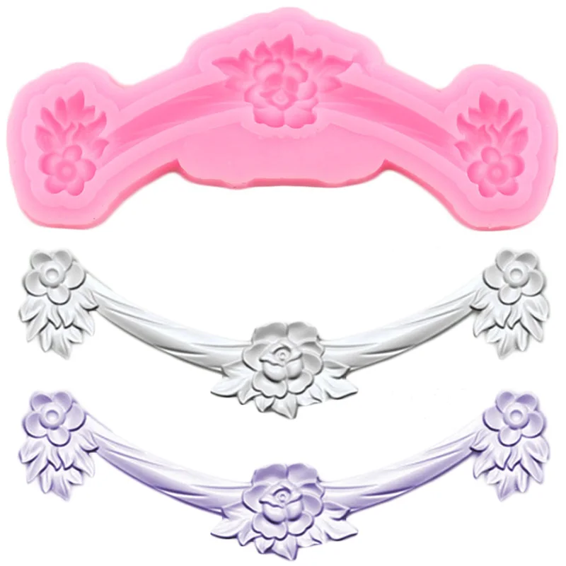 Цветочным принтом в стиле Сделай Сам торт границы силиконовые формы прокрутки