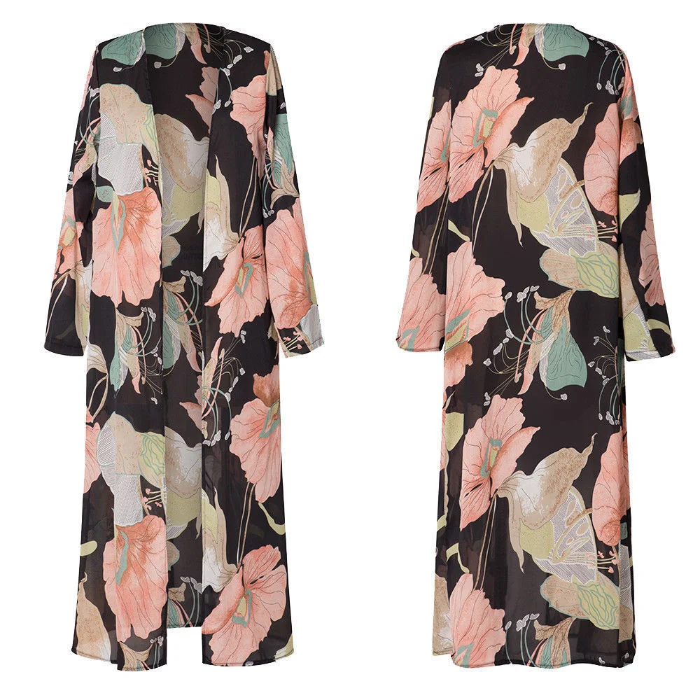 Новые женские шифоновые летние блузы Кимоно Кардиган с длинным рукавом рубашка