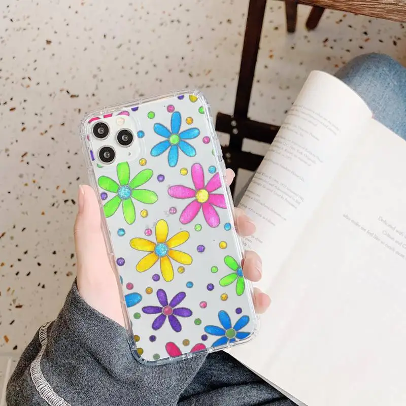 

Smiley flower fashion cute Phone Case Transparent for iPhone 11 12 mini pro XS MAX 8 7 6 6S Plus X 5S SE 2020 XR
