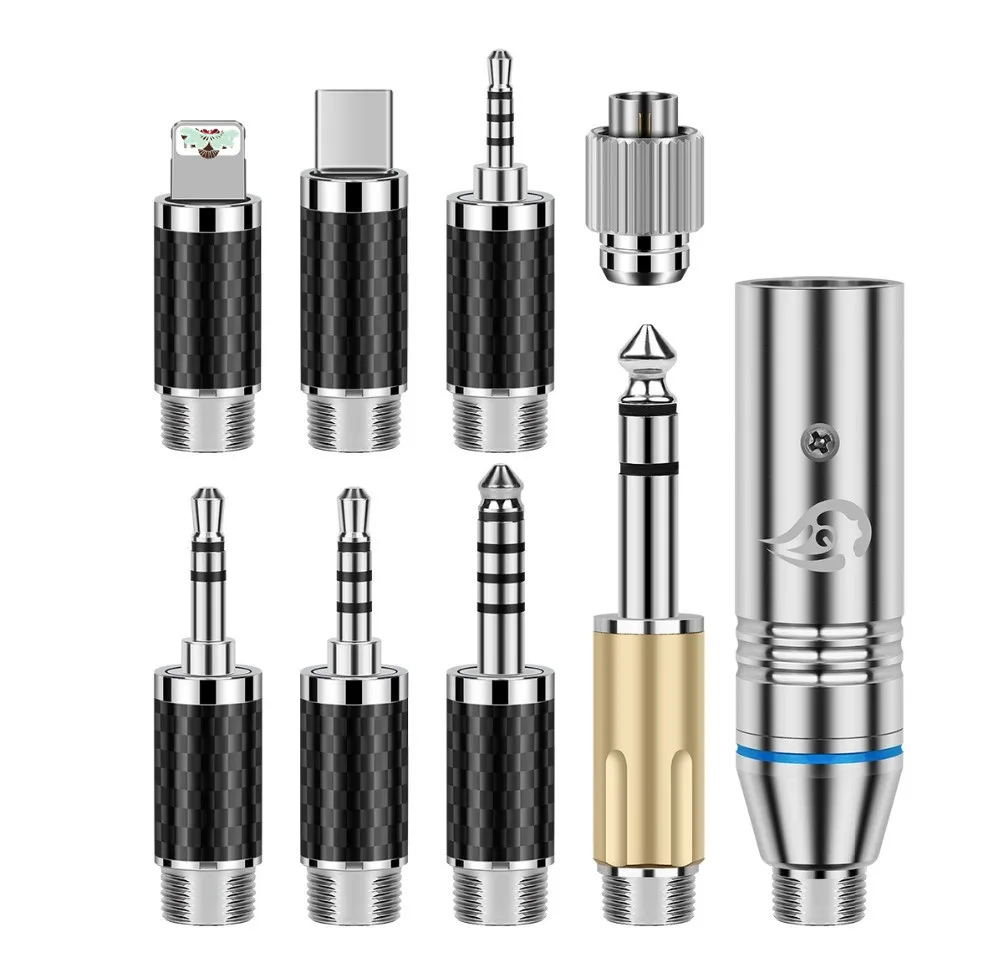 

Audio Connector 8 In 1 Multi-Function Type-C XLR 2.5 3.5 4.4 6.35mm HiFi Headphone Cable Copper Self-Locking Plug DIY Adapter