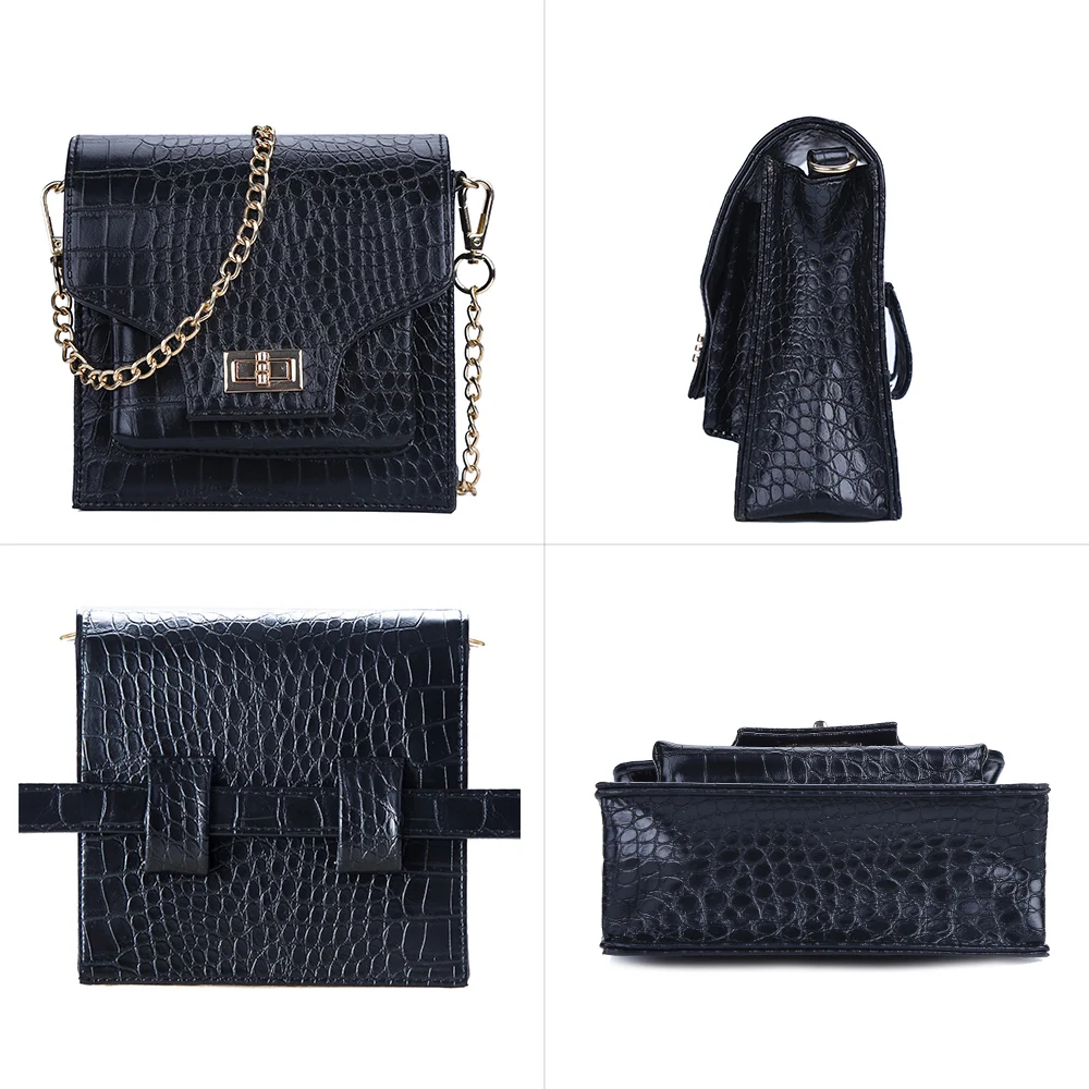 2019 модная женская сумка на ремне из искусственной кожи поясная с металлической