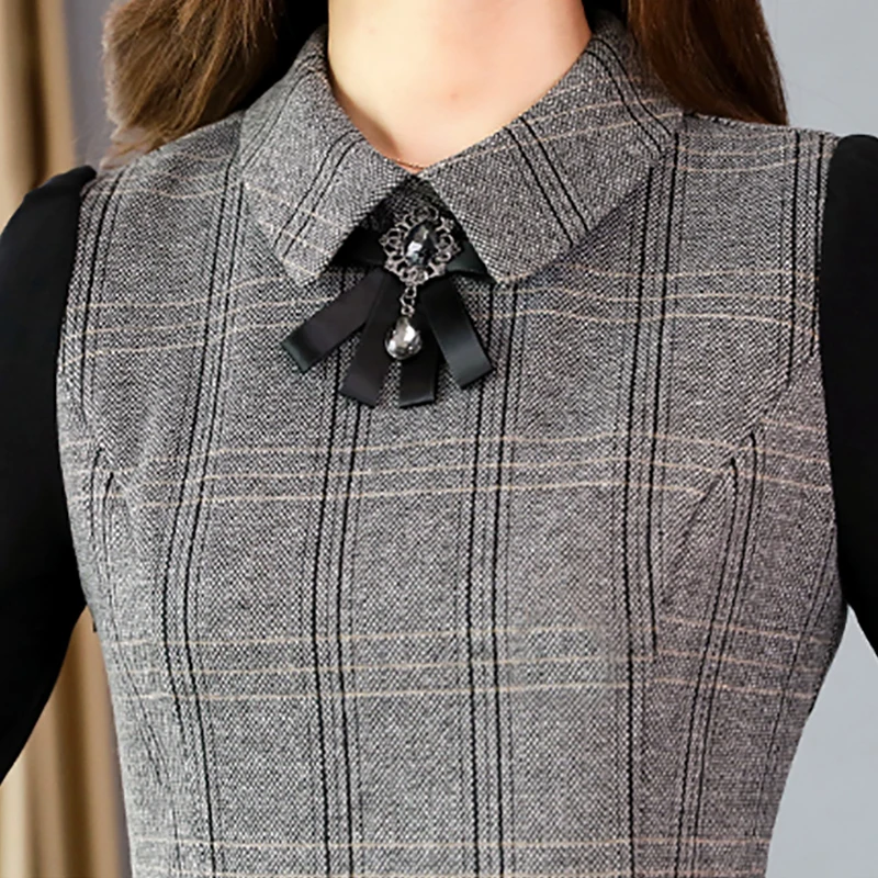 

2021 Vintage Female Plaid Sexy Mini Dress Spring Winter 3XL Plus Size Long Sleeve Office Lady Dress Elegant Women Party Vestidos