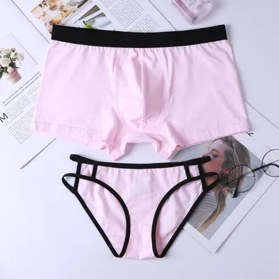 QA135-Pink Горячая Распродажа, парные трусики, мягкие, комфортные, хлопковые, женские трусы, мужское нижнее белье, боксеры для влюбленных, трусы - Цвет: QA135-Pink